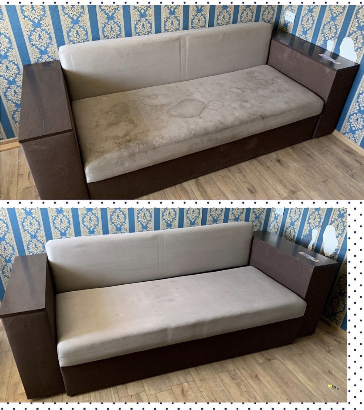 Vorher-Nachher Sofa nach Polsterreinigung